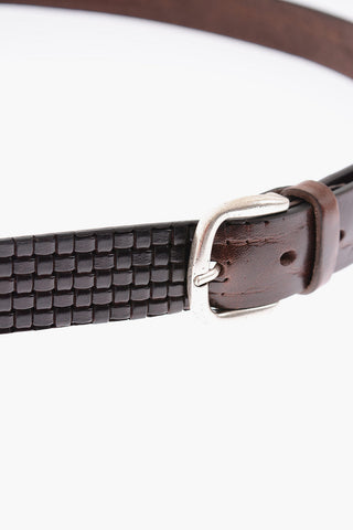 30mm Braided Leather Belt With Silver Buckle