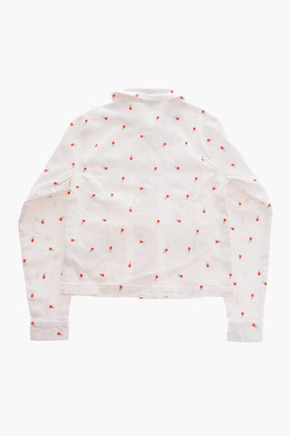 Flowers Embroidered Stretch Denim Jacket