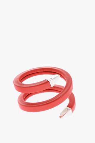 Soft Leather Spiral Bracelet with Silver Detail