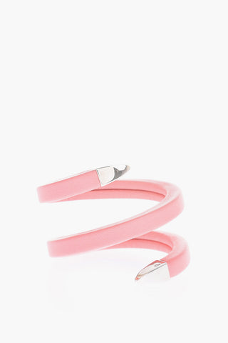 Bracciale a Spirale in Nappa con Dettagli Argentati