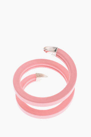 Bracciale a Spirale in Nappa con Dettagli Argentati