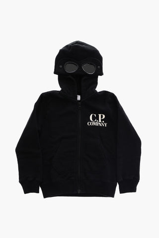 Brushed Cotton Hooded Goggles Sweatshirt with Zip Closure