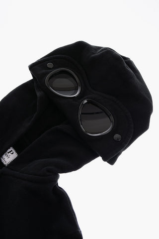 Brushed Cotton Hooded Goggles Sweatshirt with Zip Closure