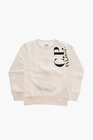 Fleeced Cotton Crew-Neck Sweatshirt with Contrasting Logo