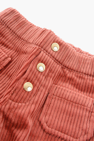 Corduroy Pants with Decorative Button