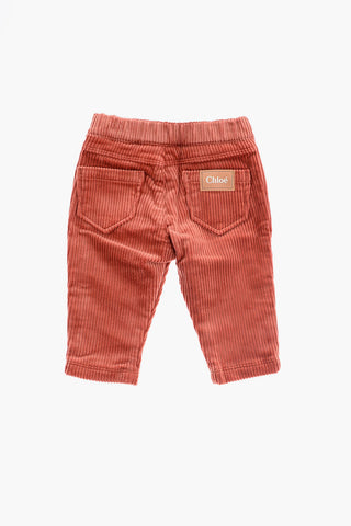 Corduroy Pants with Decorative Button