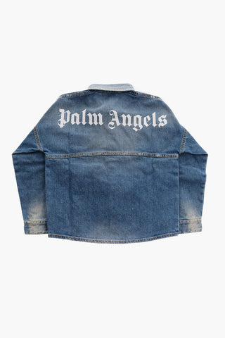 Stretch Denim Oversized Shirt with Breast Pocket