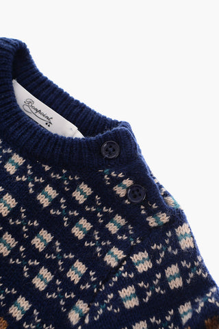 Maglia Girocollo a Fantasia in Lana e Cotone