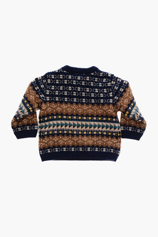 Maglia Girocollo a Fantasia in Lana e Cotone