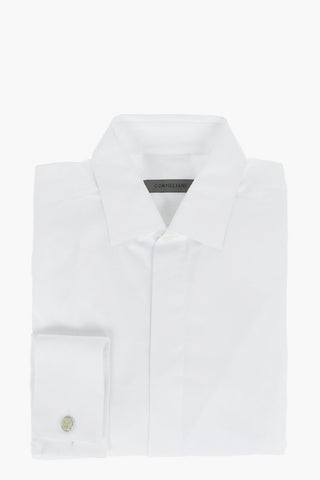 Cufflinked Hidden Buttoning Cotton Shirt