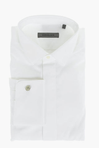 COUTURE Camicia in Cotone con Collo Francese e Gemelli