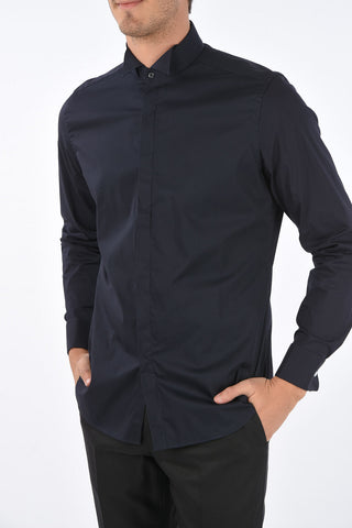 CERIMONIA Wing Tip Collar Popeline Cotton Shirt