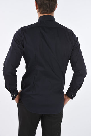 CERIMONIA Wing Tip Collar Popeline Cotton Shirt