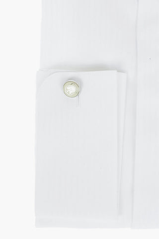Camicia Slim Fit in Cotone Jacquard con Collo Diplomatico