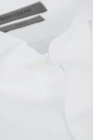 Camicia Slim Fit in Cotone Jacquard con Collo Diplomatico