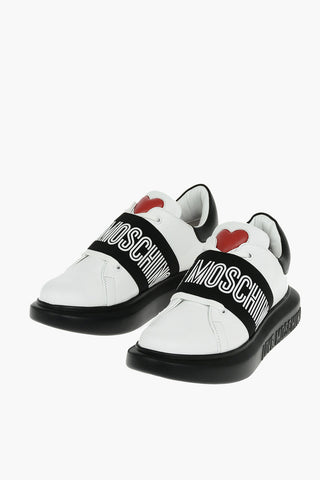 LOVE Faux Leather Sneakers with Contrasting Sole