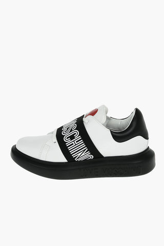LOVE Faux Leather Sneakers with Contrasting Sole