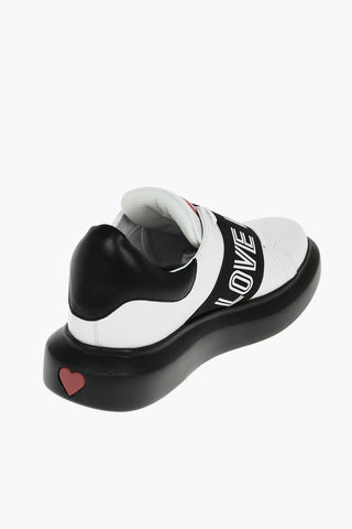 LOVE Faux Leather Sneakers with Contrasting Sole