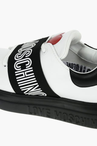 LOVE Faux Leather Sneakers with Contrasting Sole