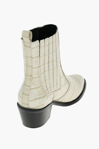 6cm Crocodile Effect Leather Western Boots With Elastic Inserts 