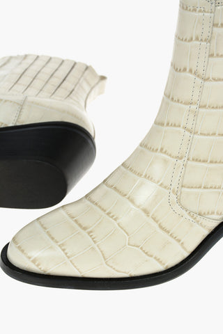 6cm Crocodile Effect Leather Western Boots With Elastic Inserts 
