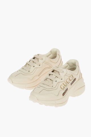 Logo Printed Leather Sneakers