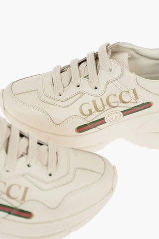 Logo Printed Leather Sneakers