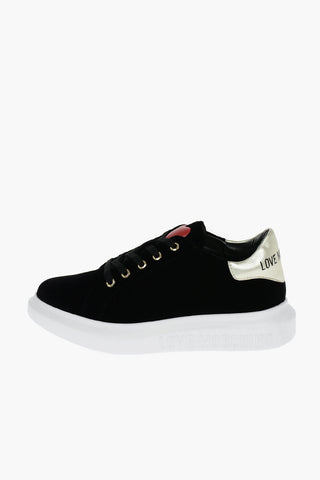 LOVE Leather Detail Velour Sneakers
