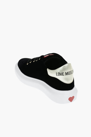 LOVE Leather Detail Velour Sneakers