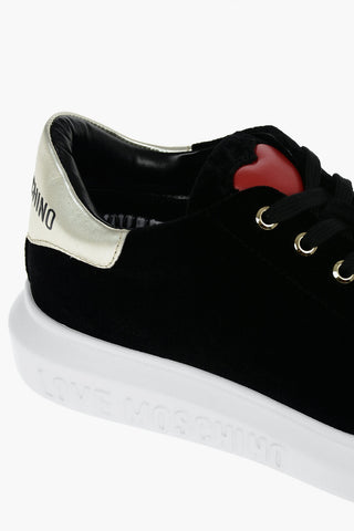 LOVE Leather Detail Velour Sneakers