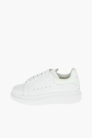 Sneakers Basse a Tinta Unita in Pelle con Platform 4,5cm