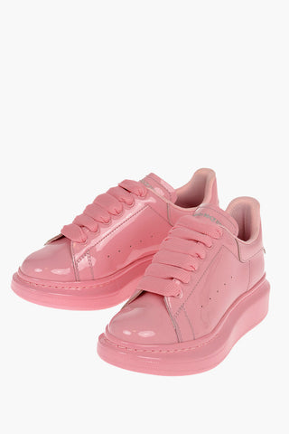 Solid Color Patent Leather Low-Top Sneakers