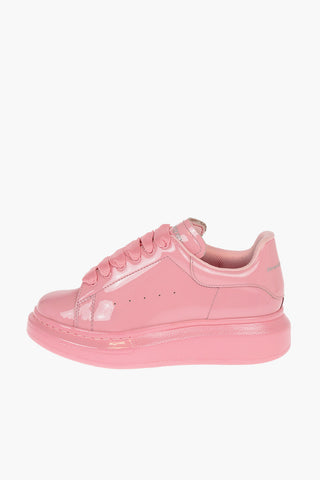 Solid Color Patent Leather Low-Top Sneakers