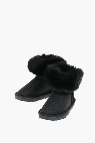 Glittered Ankle Boots with Faux Fur Inner