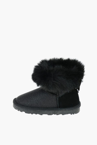 Glittered Ankle Boots with Faux Fur Inner