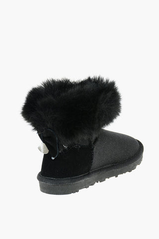 Glittered Ankle Boots with Faux Fur Inner