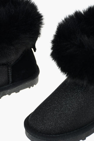 Glittered Ankle Boots with Faux Fur Inner
