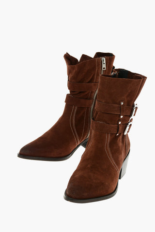 Texani HARRIET in Suede con Doppia Fibbia e Tacco in Legno 6cm