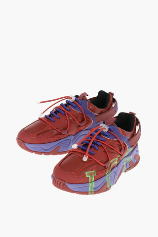 Leather Low-Top Sneakers with Spray Details