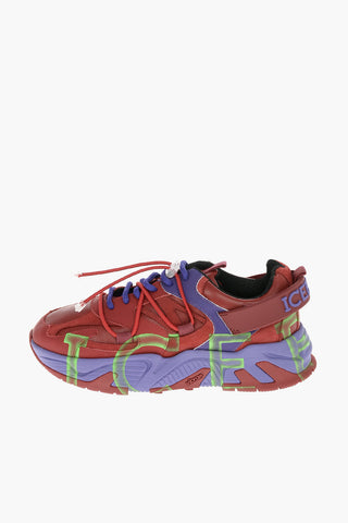 Leather Low-Top Sneakers with Spray Details
