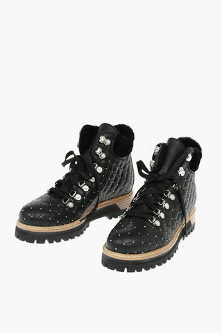 Leather ST.MORITZ Ankle Boots with Quilted Design and Studs