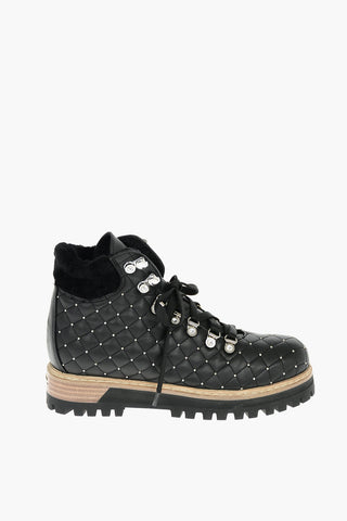 Leather ST.MORITZ Ankle Boots with Quilted Design and Studs