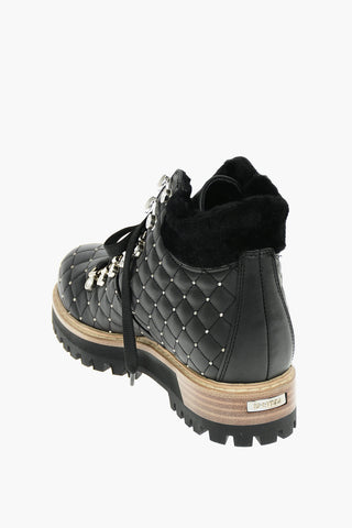 Leather ST.MORITZ Ankle Boots with Quilted Design and Studs