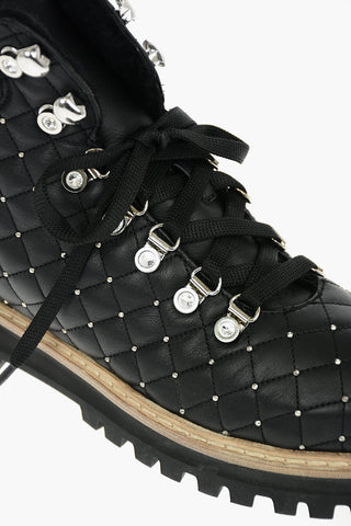 Leather ST.MORITZ Ankle Boots with Quilted Design and Studs