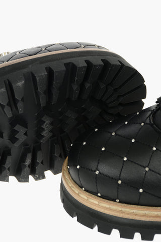 Leather ST.MORITZ Ankle Boots with Quilted Design and Studs