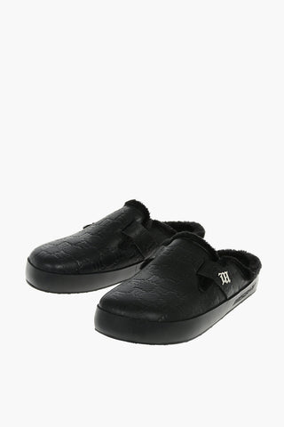 Leather Sabot with Faux Fur Inner