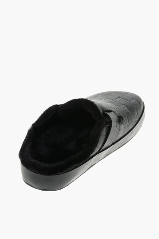 Leather Sabot with Faux Fur Inner