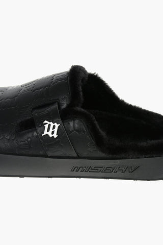Leather Sabot with Faux Fur Inner