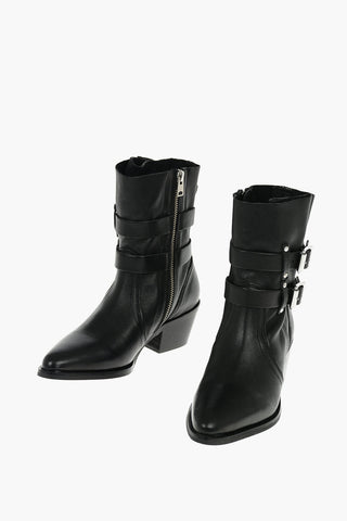 Texani HARRIET in Pelle con Doppia Fibbia e Tacco in Legno 5,5cm