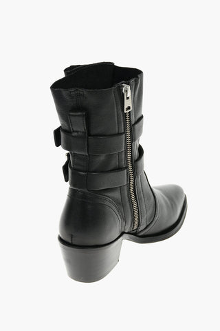 Texani HARRIET in Pelle con Doppia Fibbia e Tacco in Legno 5,5cm